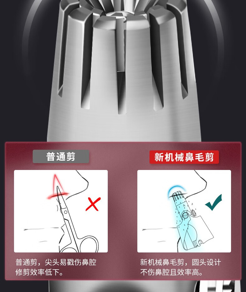 遇上佳人不锈钢鼻毛修剪器 手动男士耳鼻毛剪 全身水洗便携圆头剪美容剪