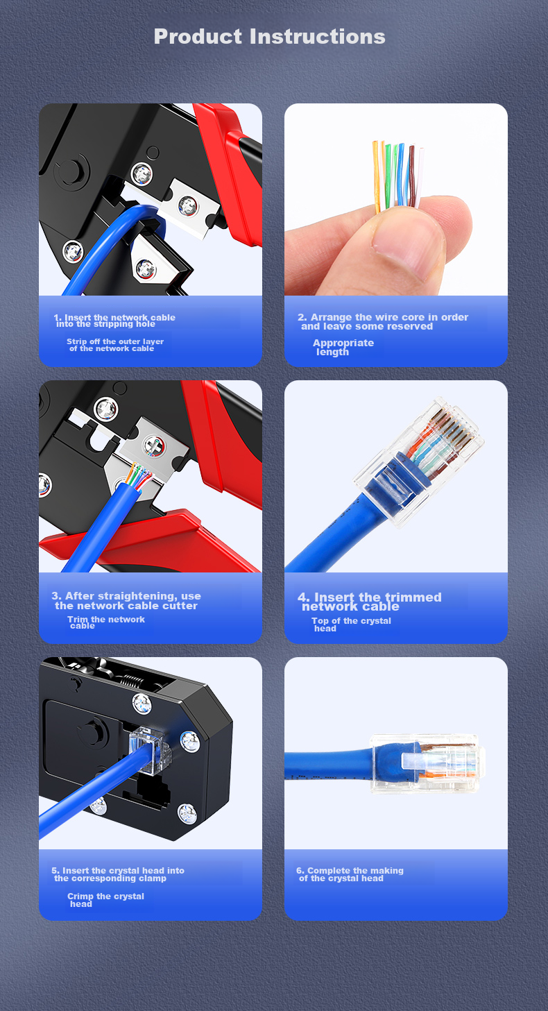 BIAZE Обжимной инструмент для сетевых кабелей RJ45, универсальный для Category 6P/8P, многофункциональный, с храповым механизмом, пружинным съемником изоляции и резаком