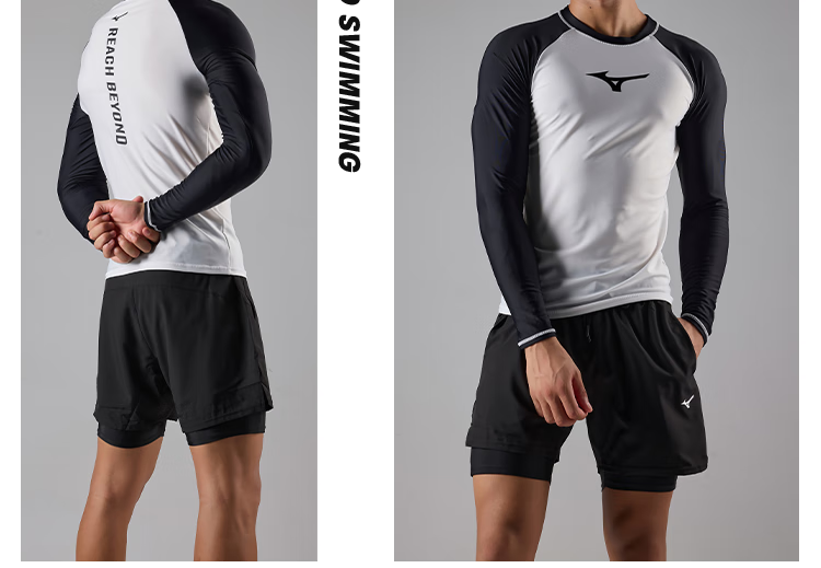 Мужской купальный костюм MIZUNO AB109, с длинным рукавом, быстросохнущий, для серфинга и пляжа, размер M, черный