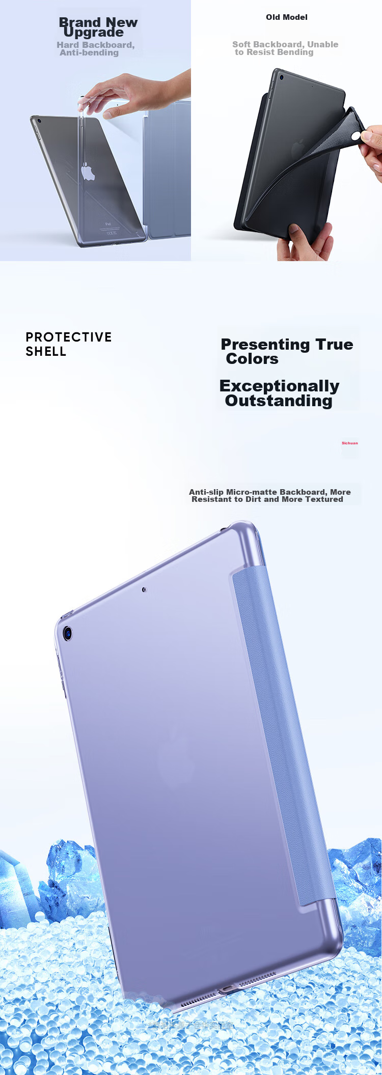 Защитный чехол CangHua для iPad 9/8/7 10.2 дюйма, совместимый с моделями 2021/2020/2019, с подставкой, противоударный, цвет Лавандовый