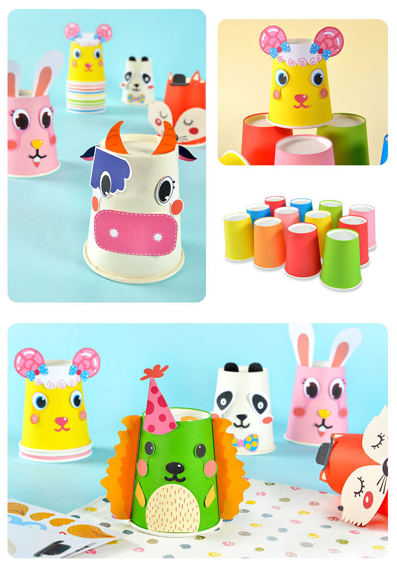 Детские наклейки JEPPE Handmade Sticker Cartoon Paper Cup Stickers, 3D развивающие игрушки, подарок для детского сада на Новый год