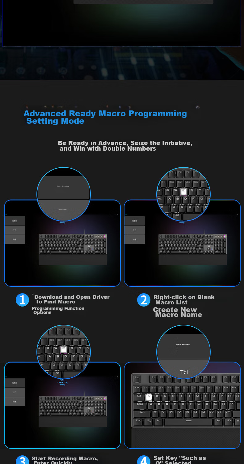 Механическая клавиатура AULA F2088 Wired Gaming Keyboard, 104 клавиши, серебристо-белый цвет, синий переключатель, Elite Edition
