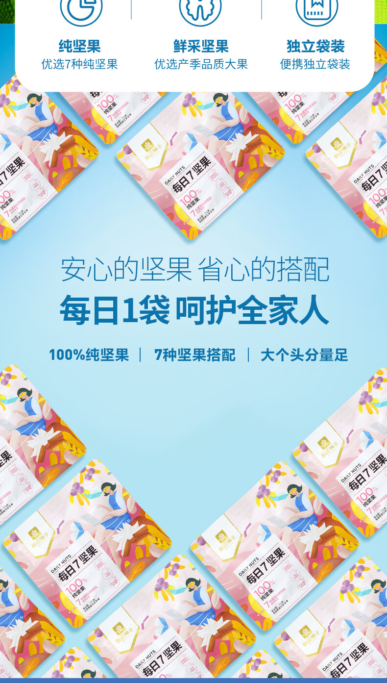 良品铺子 7款纯坚果每日坚果坚果炒货干果开心果腰果送礼出游30包750g/箱