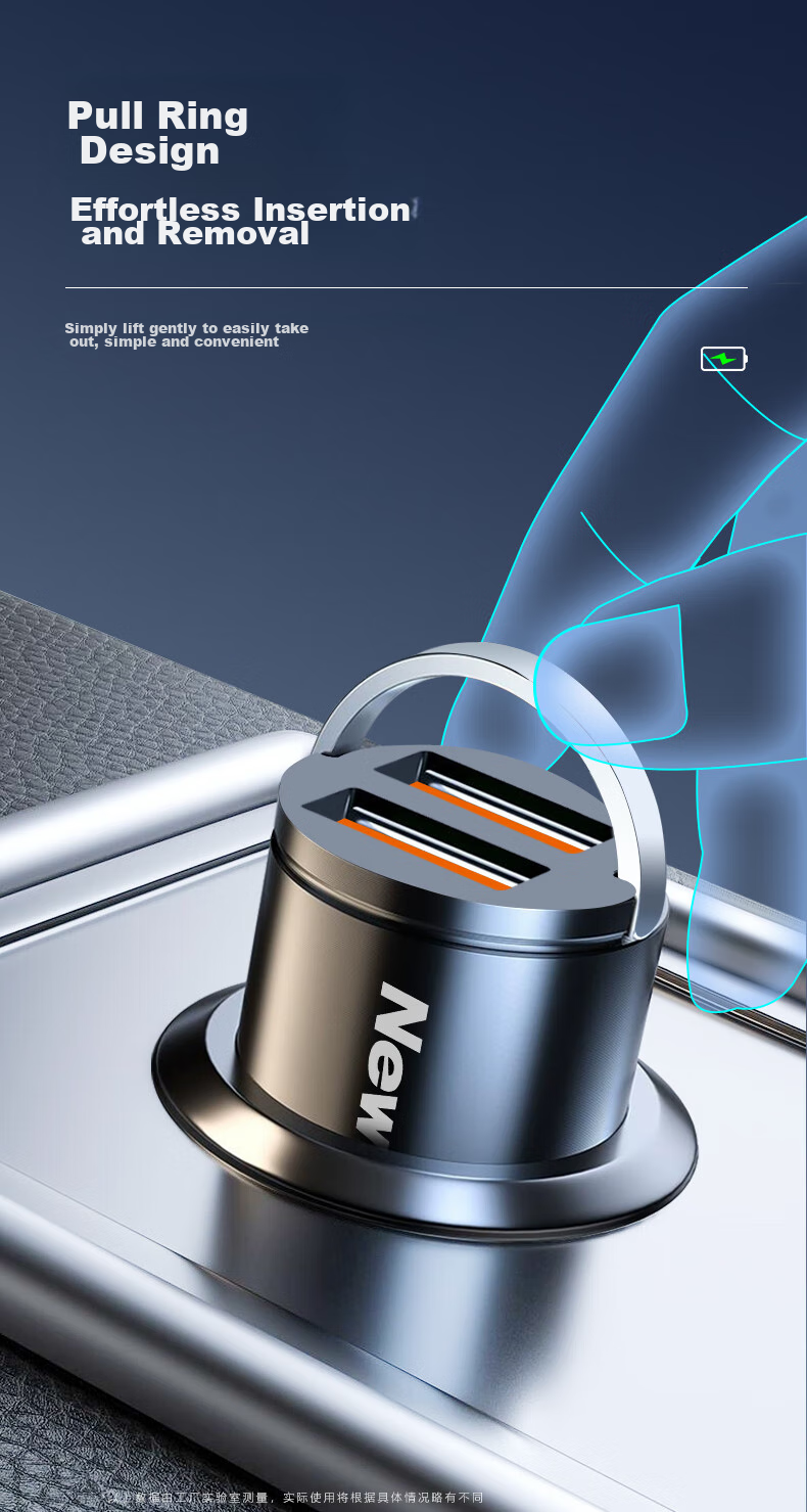 Автомобильное зарядное устройство Newsmy Dual Port Super Fast Charging Flash Charger, многофункциональная мини-зарядка для автомобильного прикуривателя, 100 Вт