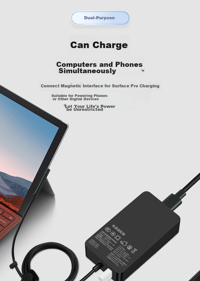 Зарядное устройство Mryc для планшетов и ноутбуков Microsoft, 15V 2.58A 44W, адаптер питания для Surface Pro 3/4/5/6/7/Go/Laptop/Book, кабель питания