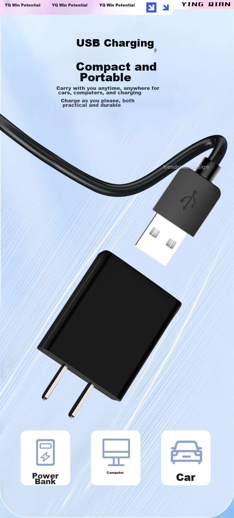 Совместимый USB-кабель для зарядки Yingqian для бритв Braun, шнур питания USB для S9/S8/S7/S6/S5/S3/2775/4745/5497/9781/9090