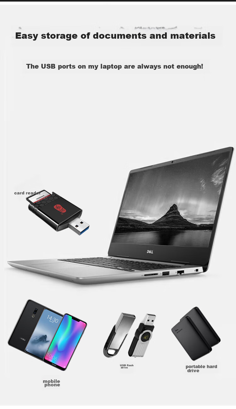 USB-хаб Jinghua JH USB3.0 High-Speed Multi-Port Hub, 4 порта, черный