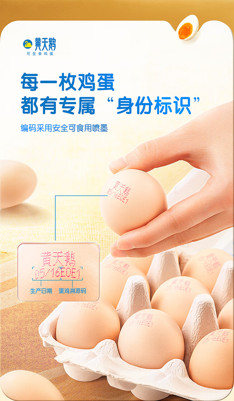 黄天鹅可生食鲜鸡蛋20枚无抗生素无激素单枚50G+精选装 破损赔付 20枚1公斤