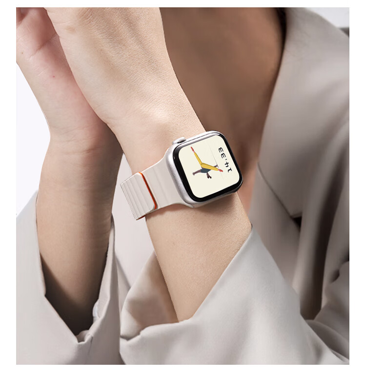 Ремешок MSSM для Apple Watch, магнитный силиконовый, для Ultra3/S11/10/9/8/Se3, спортивный, чайный белый с синим, 49/46/45/44 мм