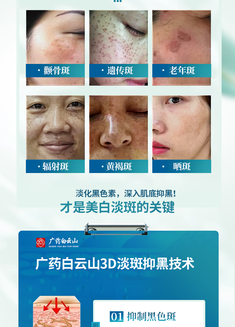 广药白云山美白面膜睡眠面膜免洗面膜祛斑淡化斑点提拉肤色男女通用120g