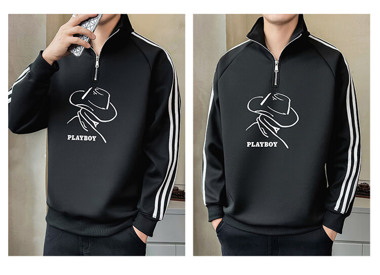 Мужская толстовка PLAYBOY с воротником-стойкой, спортивный стиль, модная повседневная свободная футболка с длинным рукавом