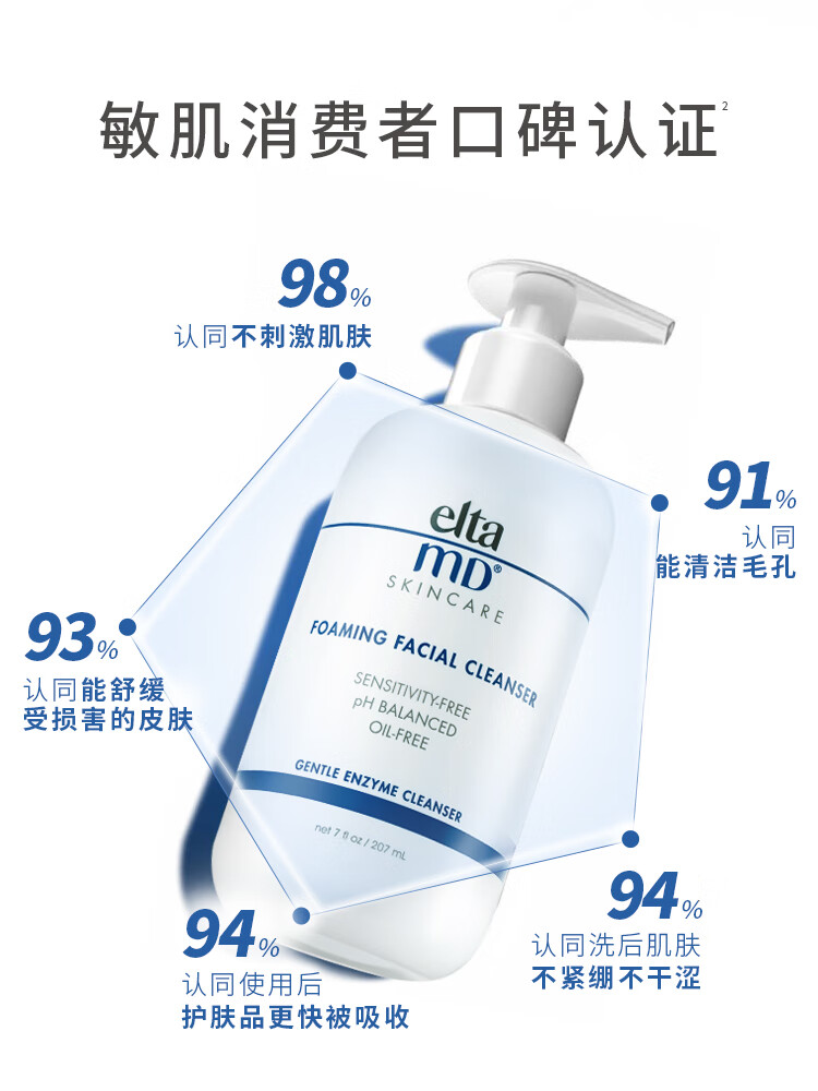 Elta MD氨基酸泡沫洁面乳 洗面奶207ml/支 双支装（促销福利）