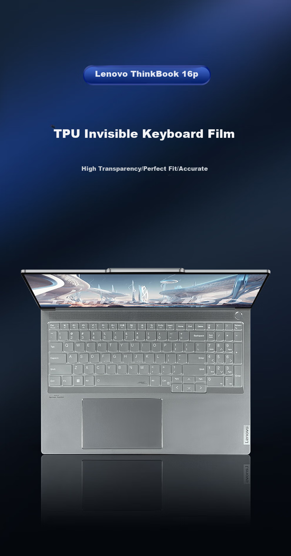 Защитная пленка для клавиатуры Lenovo ThinkBook 16+/16p/16 Ryzen AI/i7, ультратонкая, водонепроницаемая, пылезащитная, TPU