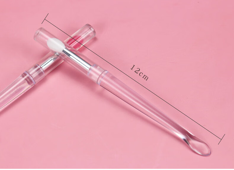 佰萃莱 唇刷硅胶唇膜刷迷你柔软便携口红唇膏刷眼影刷带盖化妆刷多用途水晶柄带防尘盖挖勺眼影刷子 3支装