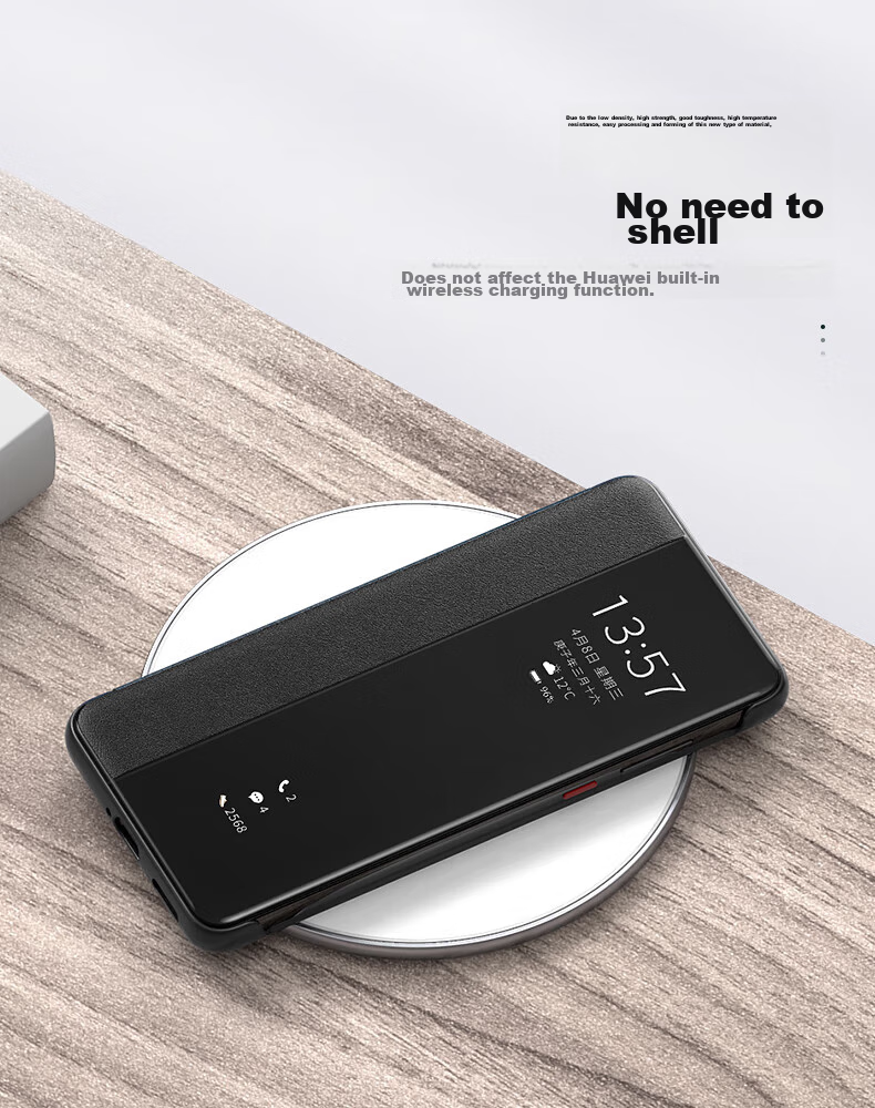 Чехол-книжка Ekakashop Smart View Flip Case для Huawei P40 Pro, защита от падений, бизнес-стиль, кожаный, черный