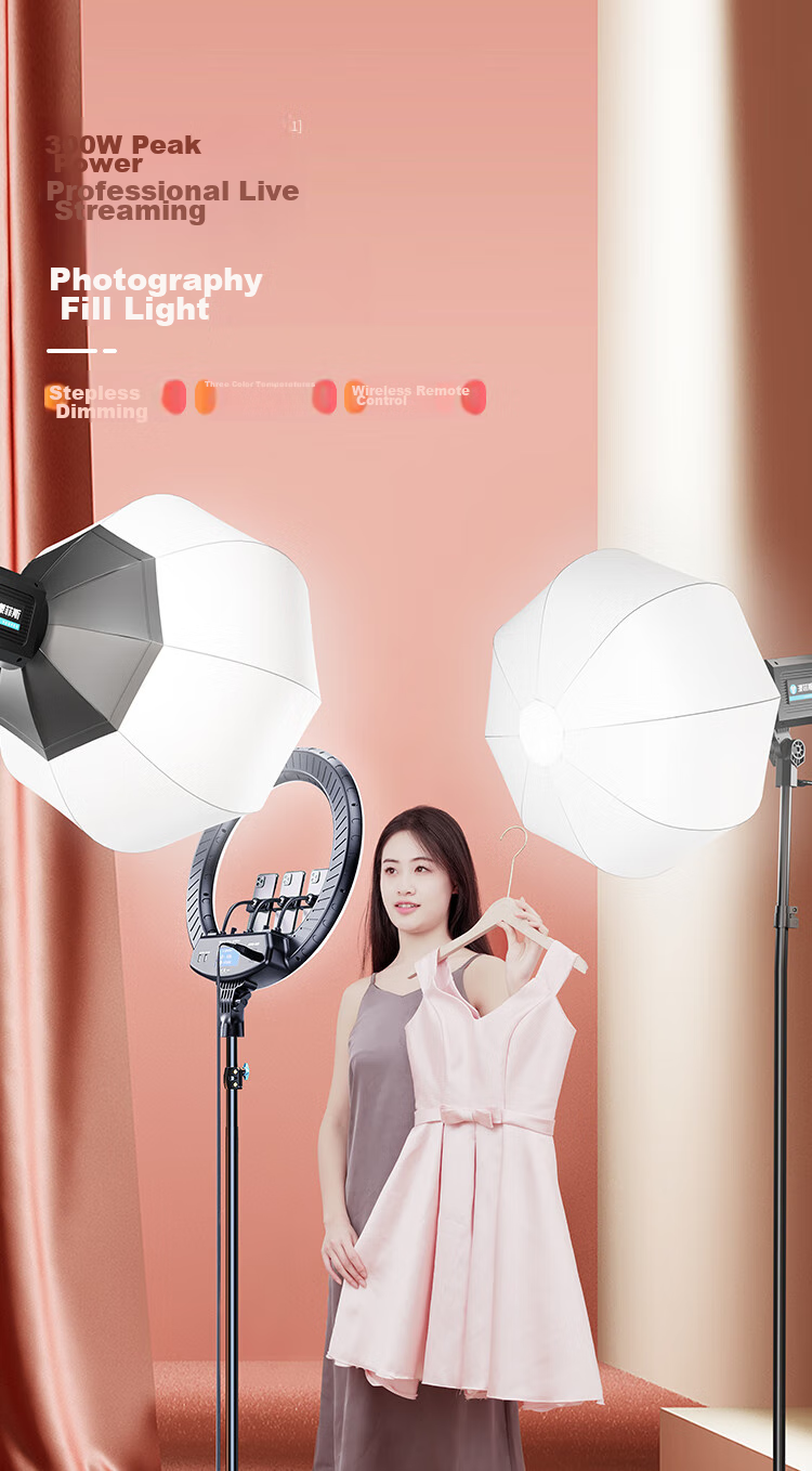 LED-прибор для студийной съемки YOUFES YS10, 300W, постоянный свет, софтбокс, для стримов и видео
