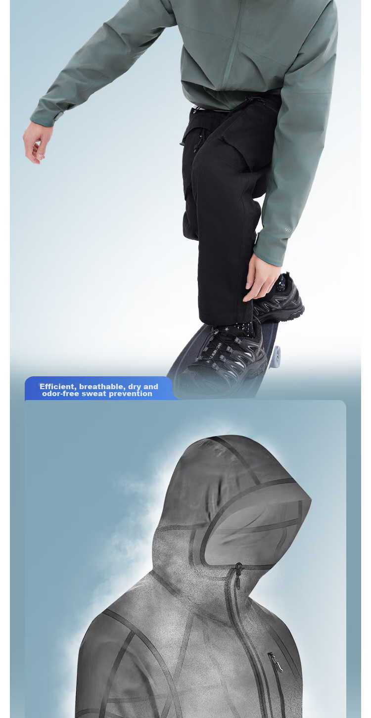 JD Original Chamois 500 Мужская и женская ветровка, водонепроницаемая, эластичная, однослойная, цвет: обсидиановый черный, размер 3XL