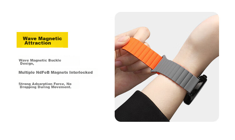 Ремешок MSSM для Huawei Watch 4pro/GT5/4/GT3/2/3pro/cyber, силиконовый, магнитная петля, цвет "Звездный свет с оранжевым", циферблат 42/43 мм, интерфейс 20 мм