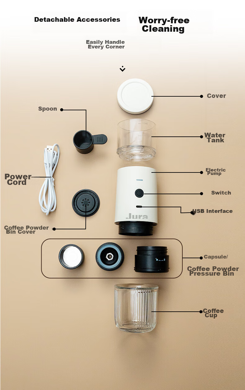 Портативная кофемашина YARDFORCE, беспроводная, для автомобиля, капсульная Nespresso, итальянский эспрессо, полуавтоматическая, двойного назначения, для кемпинга и путешествий