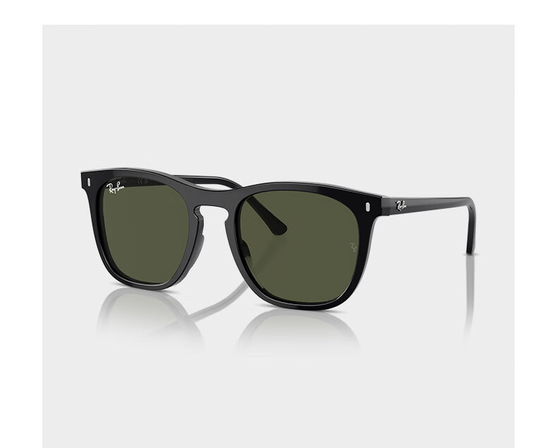 Солнцезащитные очки RayBan ORB2210F, квадратная оправа, 901/31 Черная оправа с зелеными линзами, размер 53