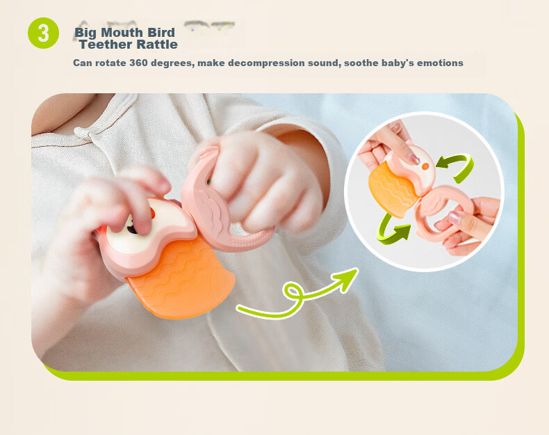 Подарочный набор Jollybaby для новорожденных: погремушка, прорезыватель, развивающая игрушка для захвата, 0-6 месяцев