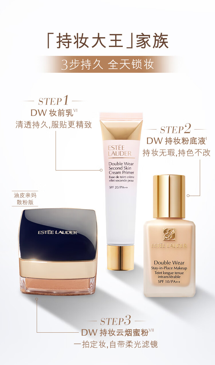雅诗兰黛DW持妆粉底液36#自然色(1W2)30ml遮瑕持久化妆品生日礼物送女友