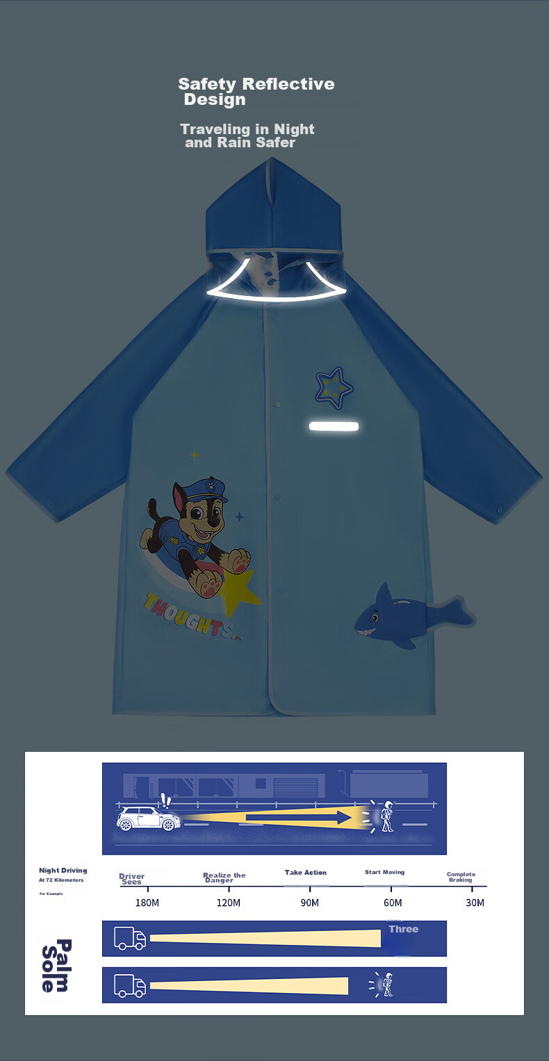 Детский дождевик PAW PATROL для девочек, с рюкзаком, мультяшный, розовый, размер L