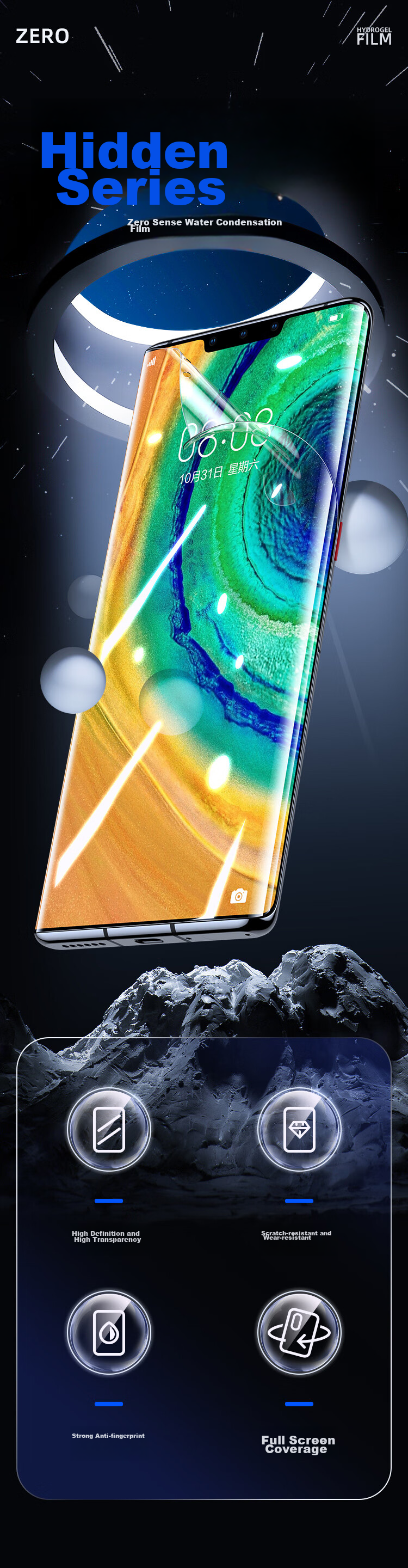 Защитная гидрогелевая пленка BIAZE для Huawei Mate 30 Pro / 30E Pro, полноэкранная, HD, защита от отпечатков пальцев, 2 шт.