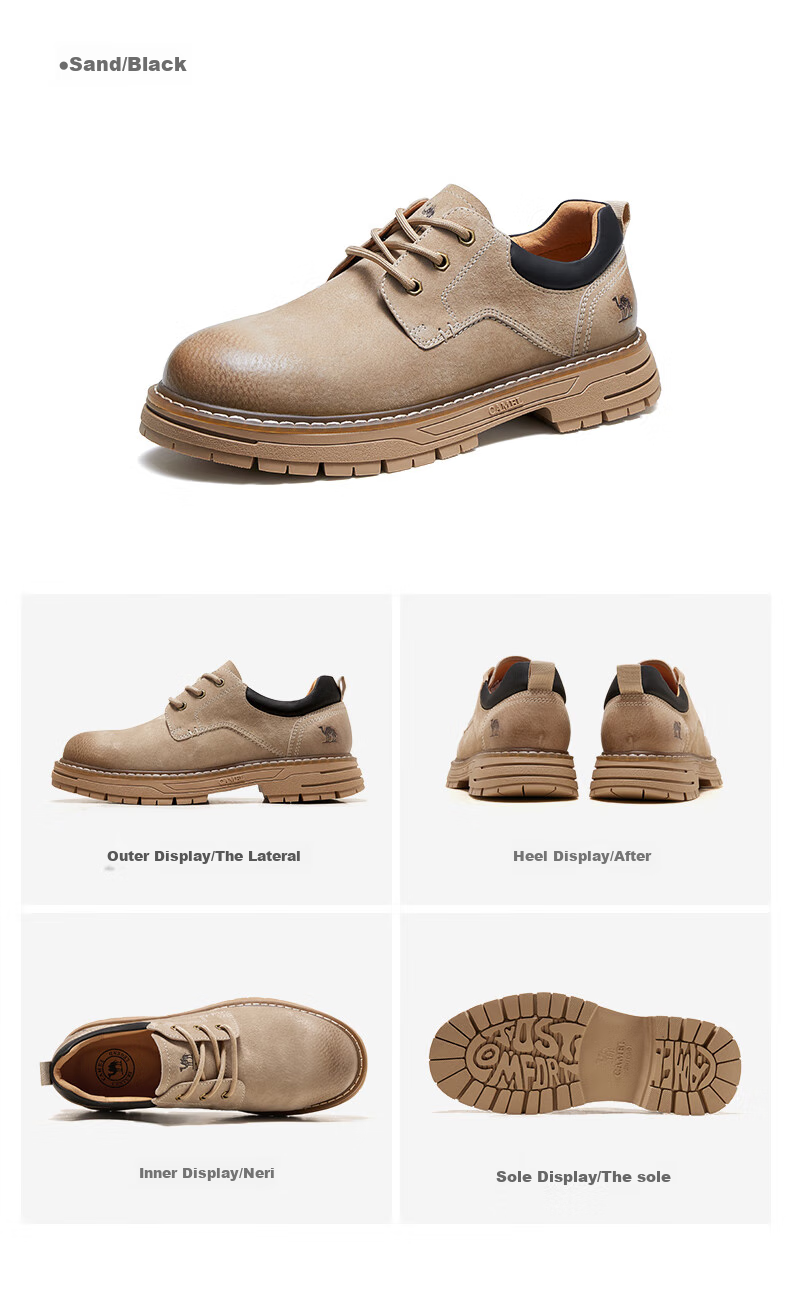 Мужские ботинки CAMEL, низкие, кожаные, повседневные, модель G15A076064, цвет Camel, размер 42