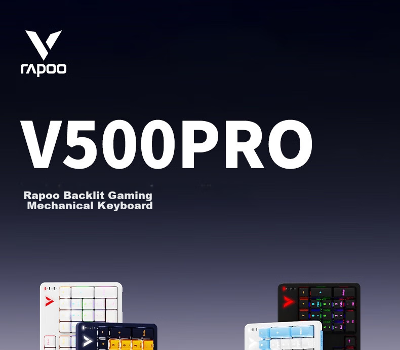 Игровая механическая клавиатура Rapoo V500PRO с подсветкой, 104 клавиши, проводная, синий переключатель