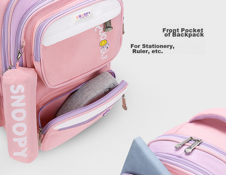 Школьный рюкзак SNOOPY для начальной школы, защита позвоночника, снижение нагрузки, большой вместимости, синий, большой размер
