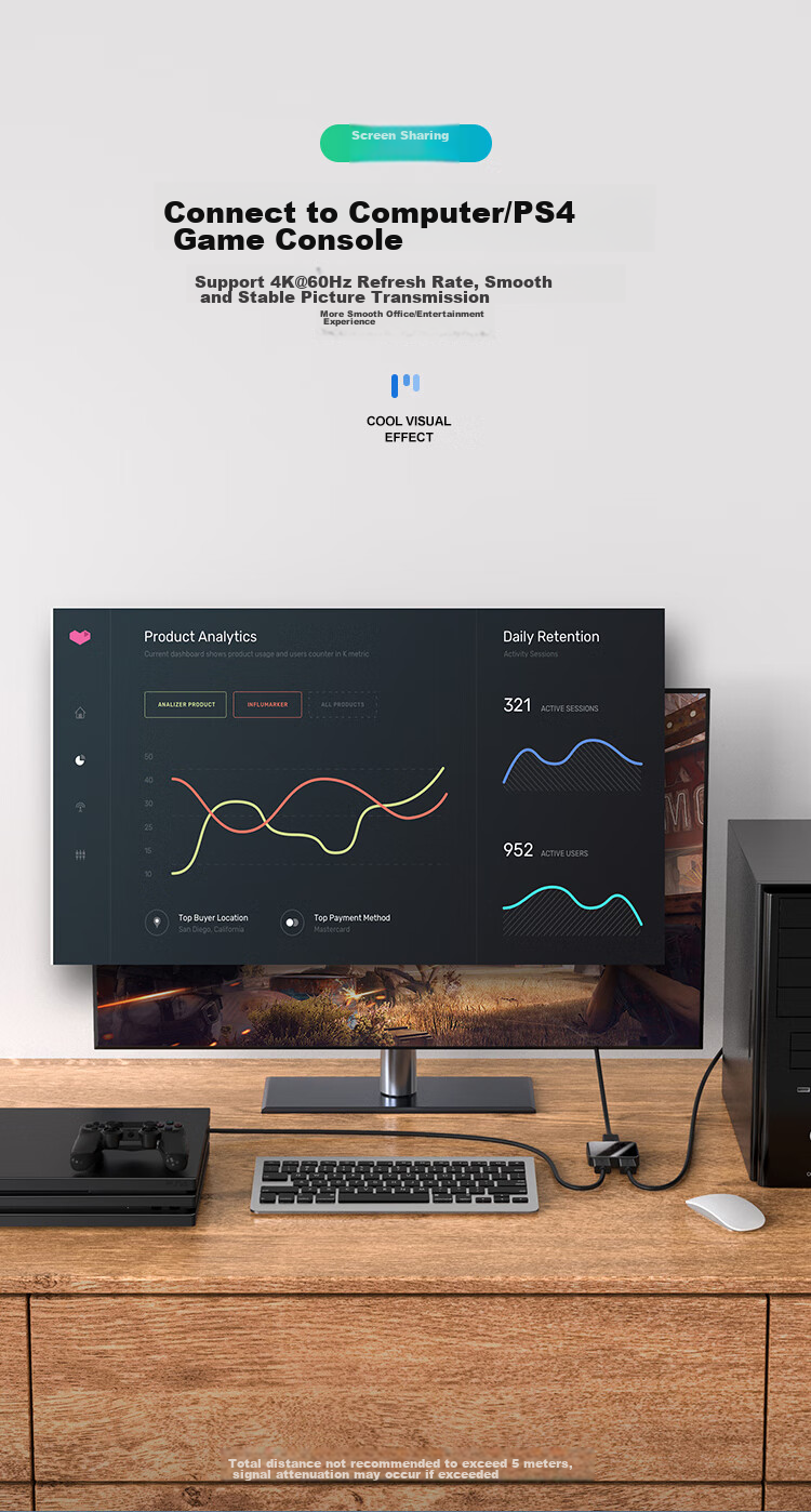 HDMI 2.0 переключатель BIAZE, 2 входа/1 выход, 4K/60Hz, HD видеораспределитель, двунаправленный, для ноутбуков, ТВ-приставок, телевизоров, проекторов