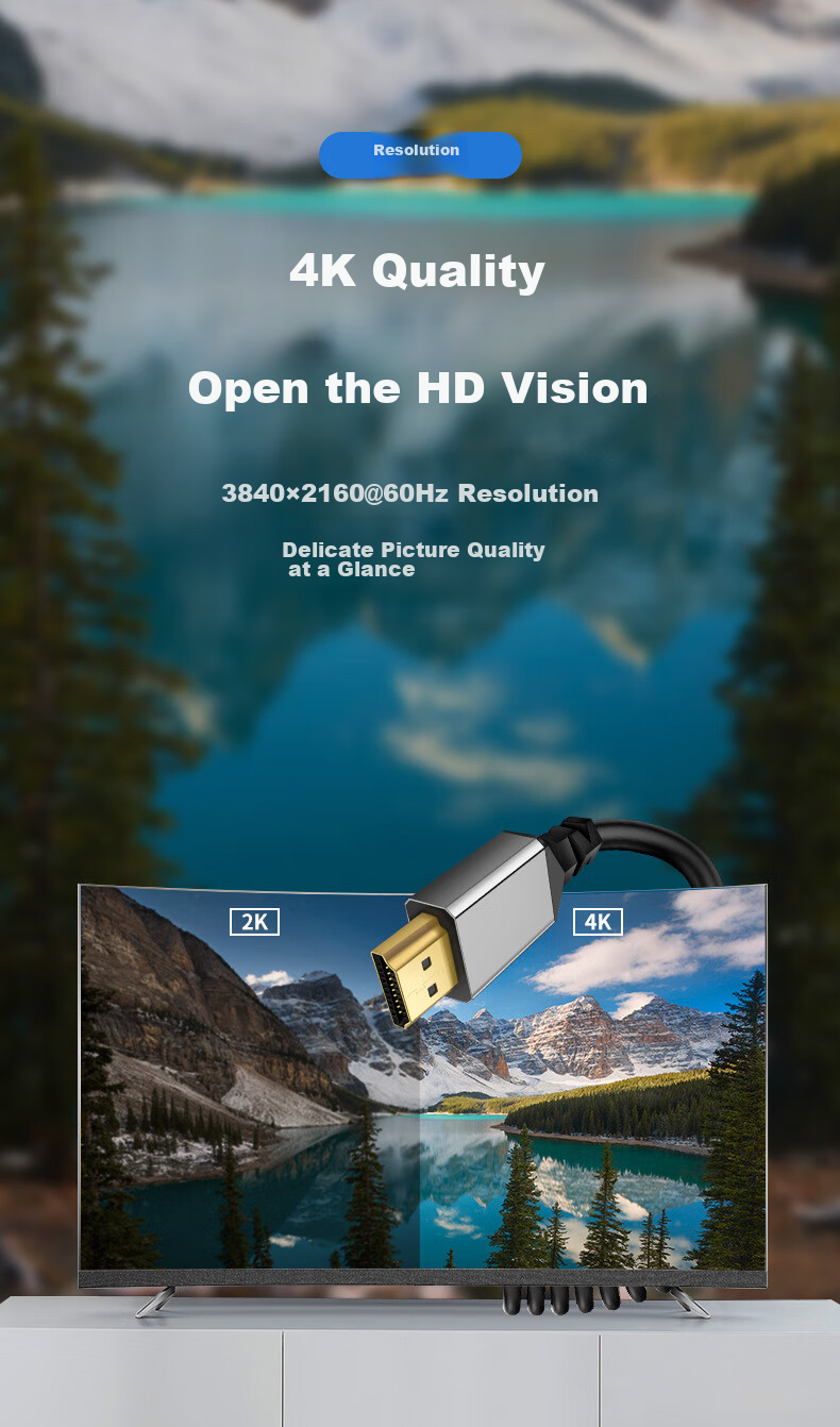 Кабель MM Spring HDMI 2.0, 4K HD, 0.5 метра, алюминиевый корпус