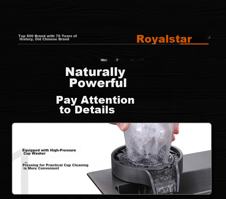 Кухонная мойка Royalstar, нержавеющая сталь, нано-соты, устойчивая к царапинам, двойная конструкция с выдвижным смесителем, 68x45 см