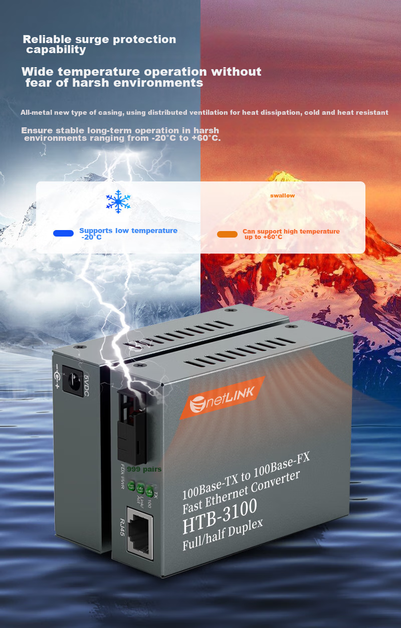 Оптический трансивер NetLINK HTB-3100A, 100 Мбит/с, одномодовый, одноволоконный, конвертер, 0-25 км