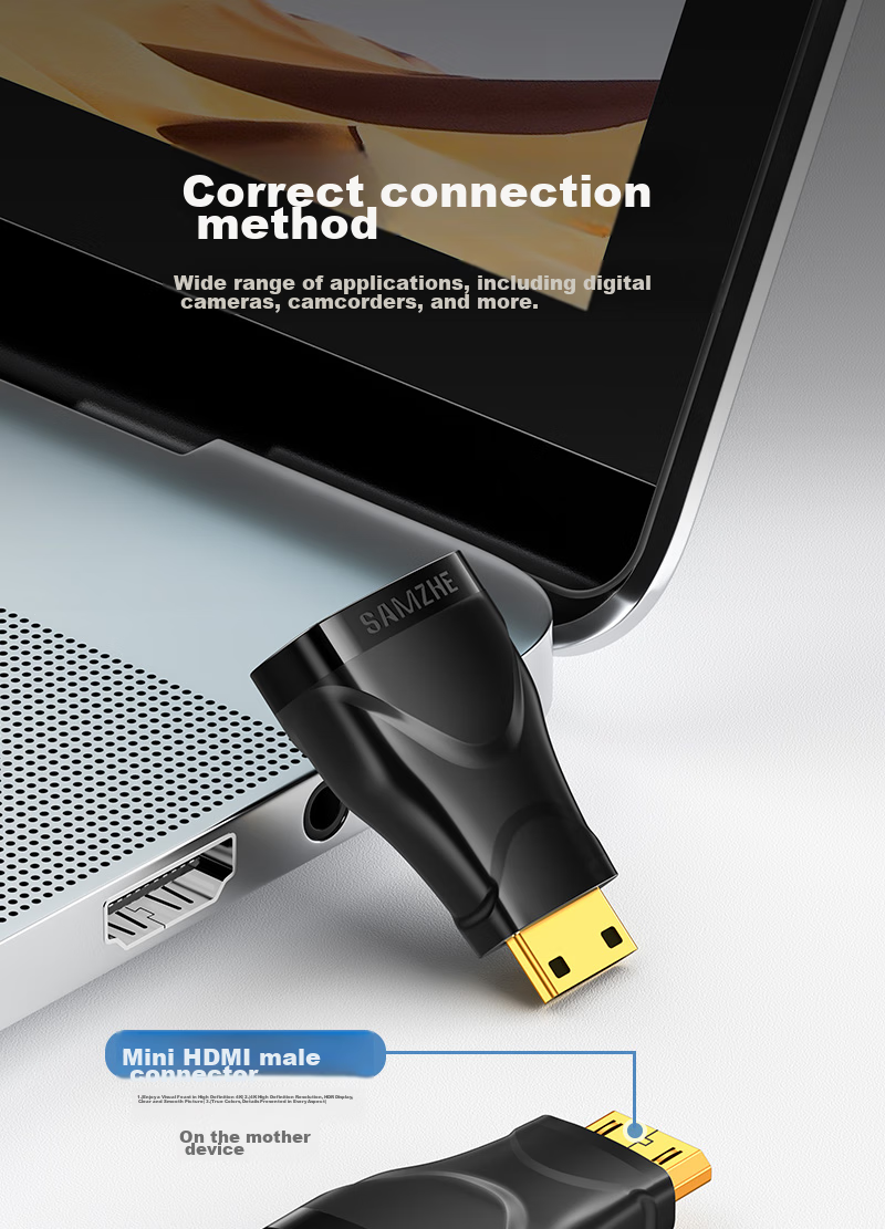 Переходник SAMZHE Mini HDMI на HDMI HFD-03, для подключения планшетов и камер к телевизору или монитору