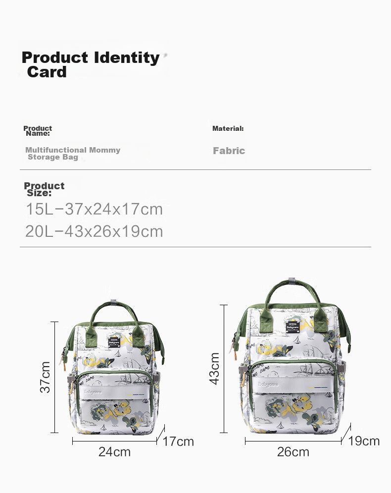 Рюкзак-переноска для детей Babycare Mommy Bag, многофункциональный, вместительный, для мам, с отделением для бутылок, серый