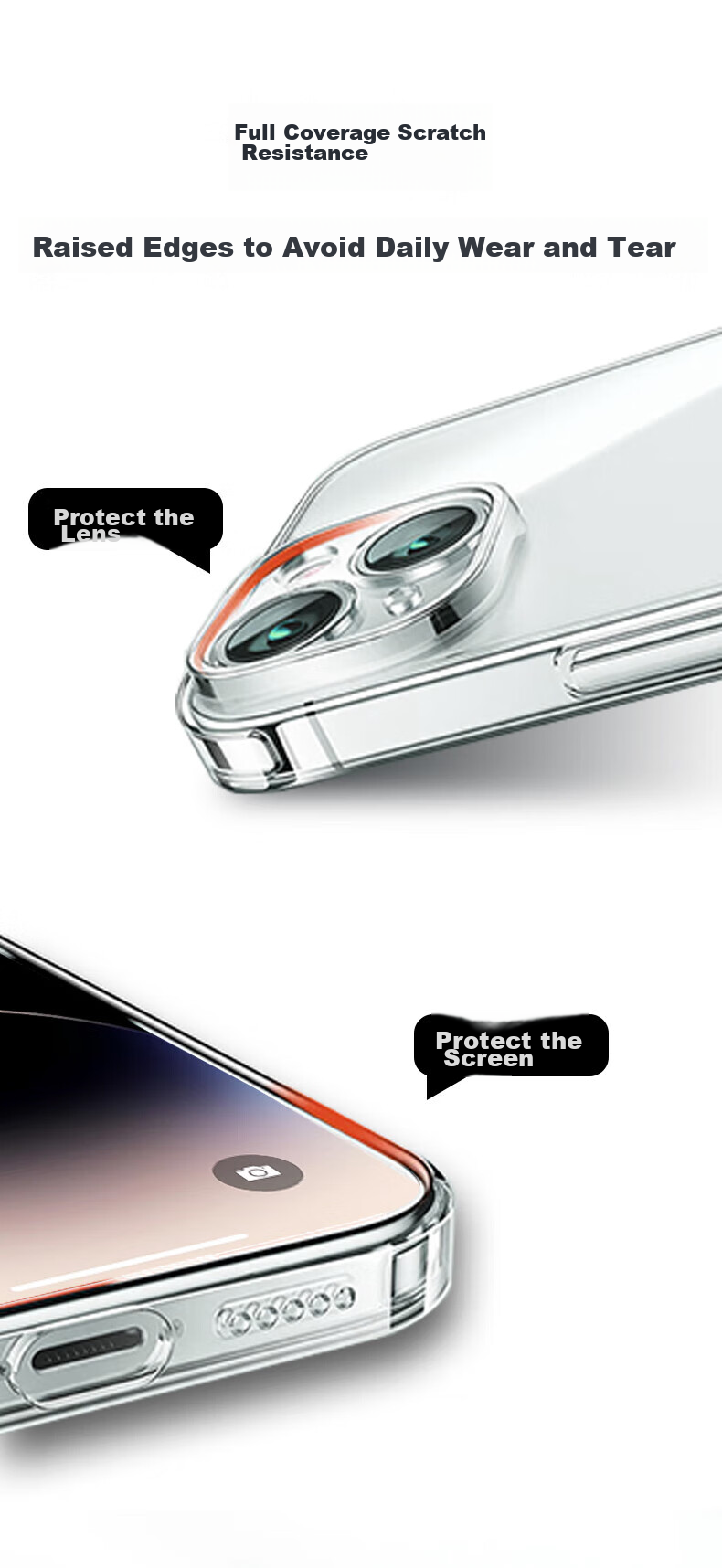 Чехол ALittleFlower для iPhone 16 Pro Max, ультратонкий, противоударный, прозрачный, с защитой камеры, простой стиль