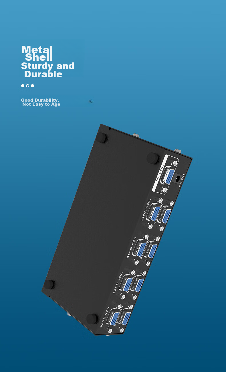 VGA сплиттер MT-viki MT-3508, 1 вход, 8 выходов, 1920x1440, 350 МГц, 45 м, черный