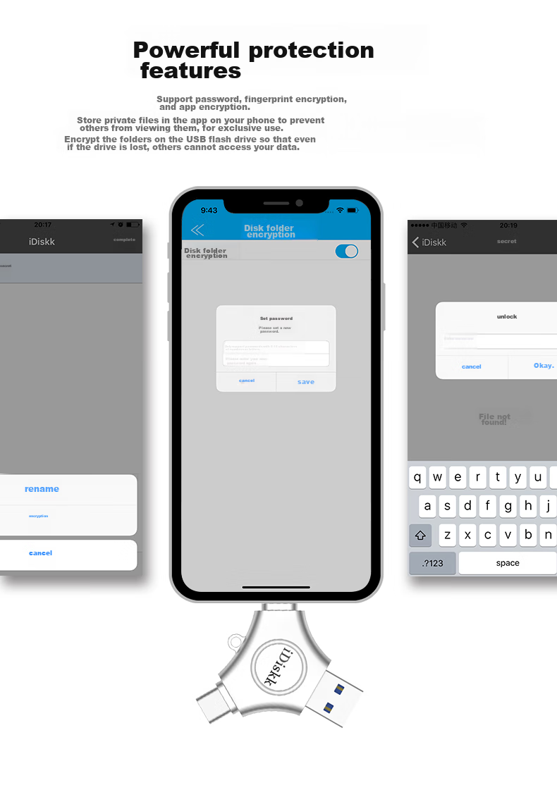 Флеш-накопитель iDiskk U030 64 ГБ MFi Certified, 3-в-1 USB Type-C Lightning, для iPhone, Android, Apple, резервное копирование фото