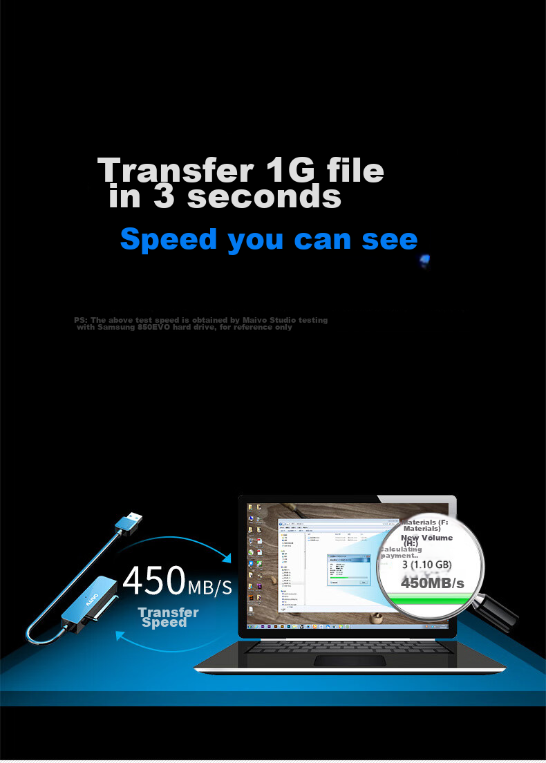 Кабель-адаптер MAIWO K104A для 2.5-дюймовых SATA HDD/SSD, USB 3.0, черный