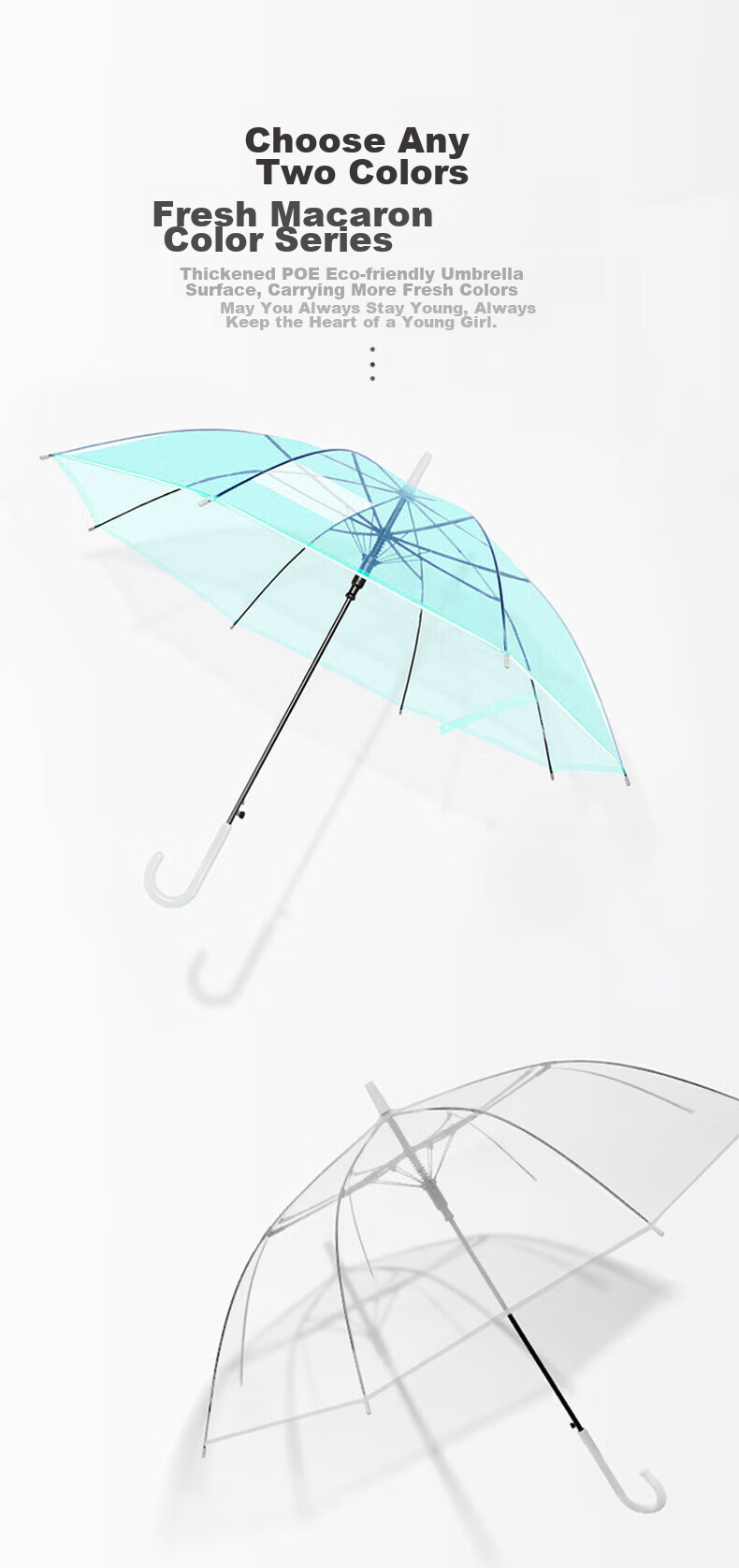 Tianwei Umbrella, автоматический большой зонт-трость с длинной ручкой, прозрачный, для солнца и дождя, простой, однотонный, портативный, для взрослых, возможность кастомизации