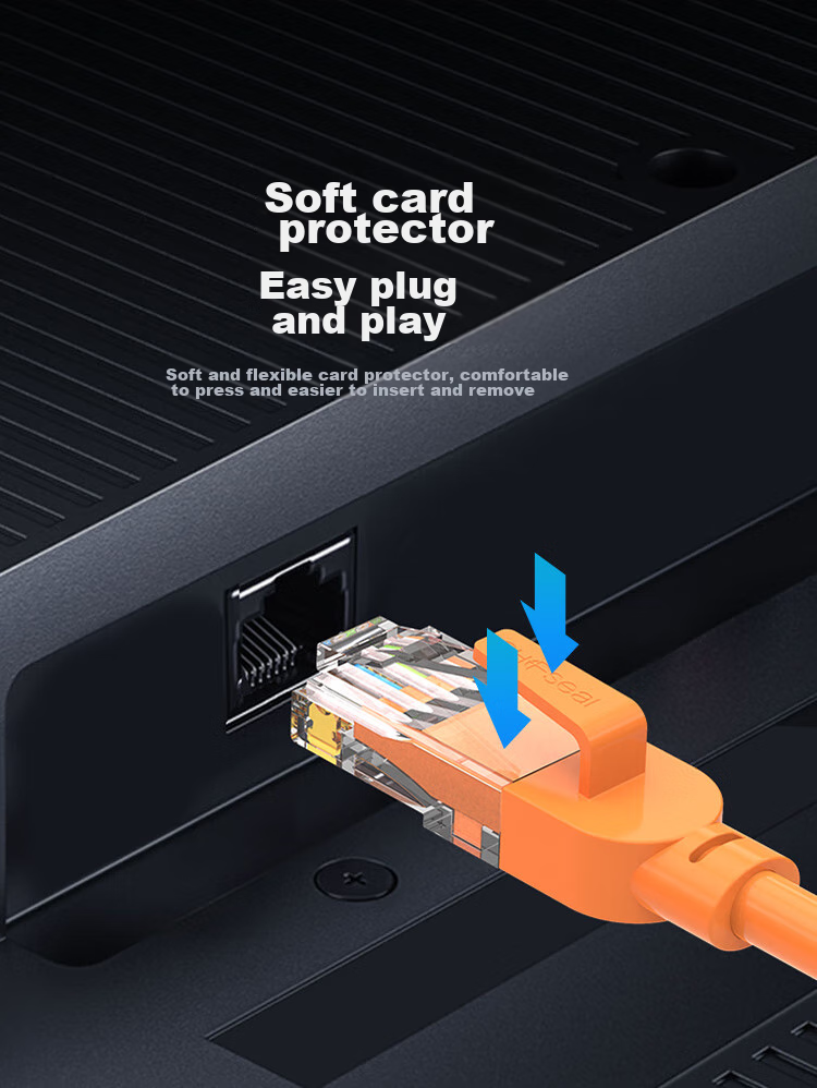 Кабель CHOSEAL Cat6 Gigabit Ethernet, 8-жильный, витая пара для компьютеров и видеонаблюдения, готовый патч-корд для дома, 1 метр, оранжевый, QS5062C