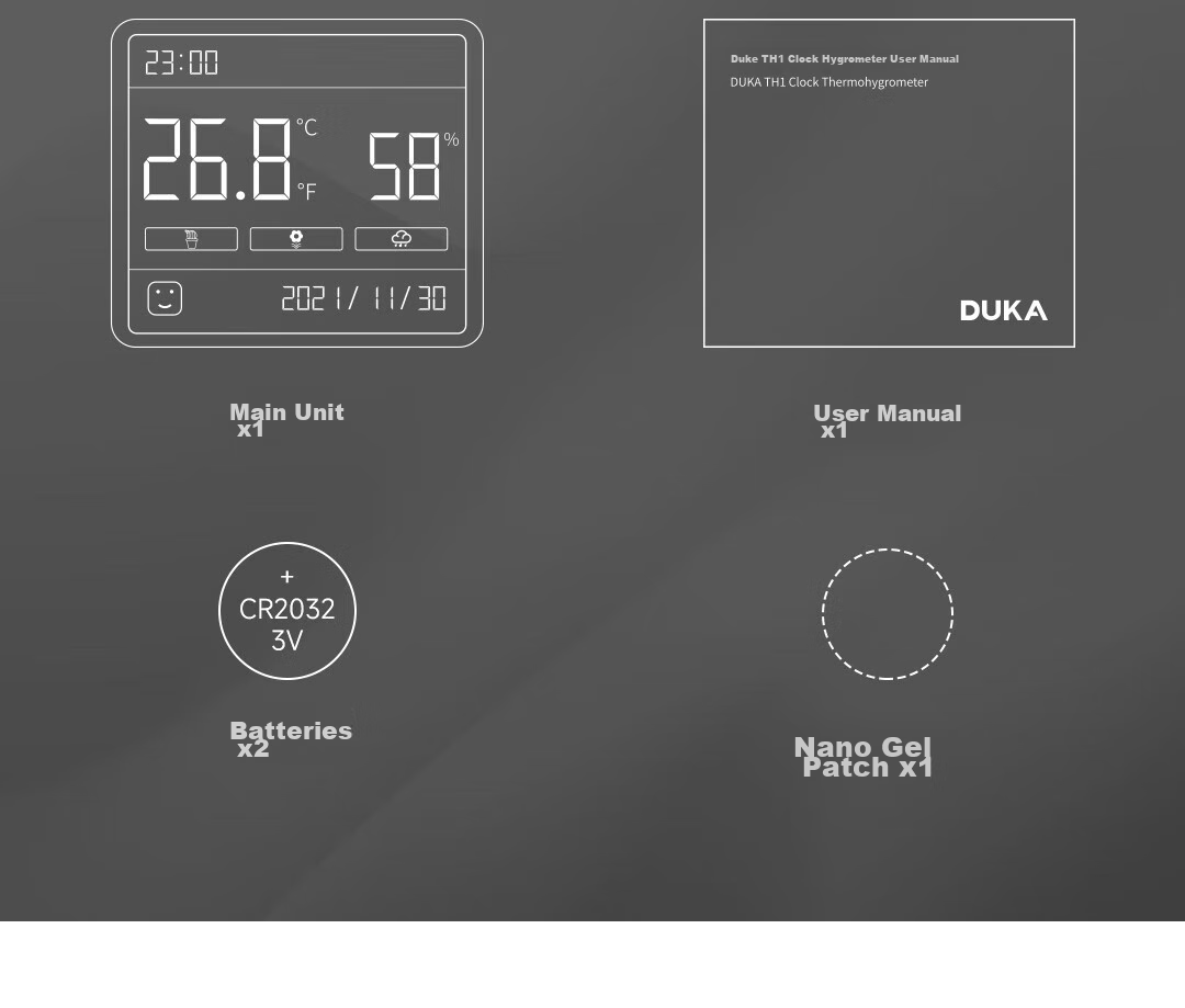 DUKA TH1 Настенные электронные часы-гигрометр, белый, с цифровым дисплеем, высокая точность
