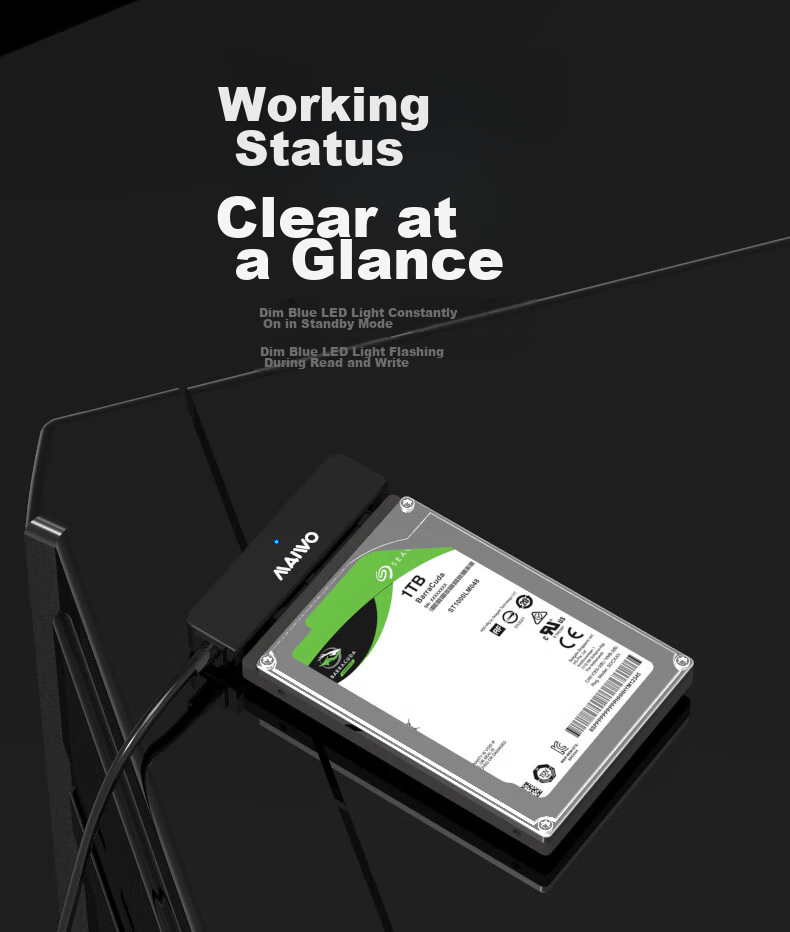 Кабель-адаптер MAIWO K104A для 2.5-дюймовых SATA HDD/SSD, USB 3.0, черный