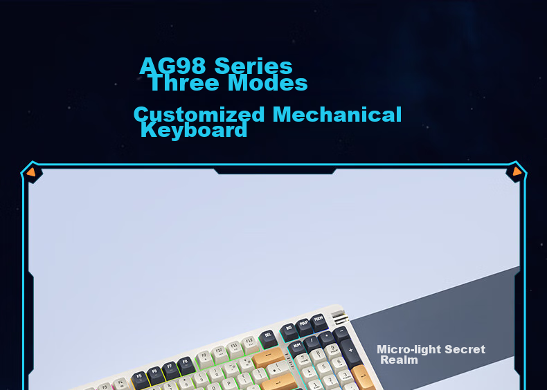 Механическая клавиатура Aigo AG98, игровая, офисная, RGB подсветка, три режима подключения, горячая замена, структура Gasket