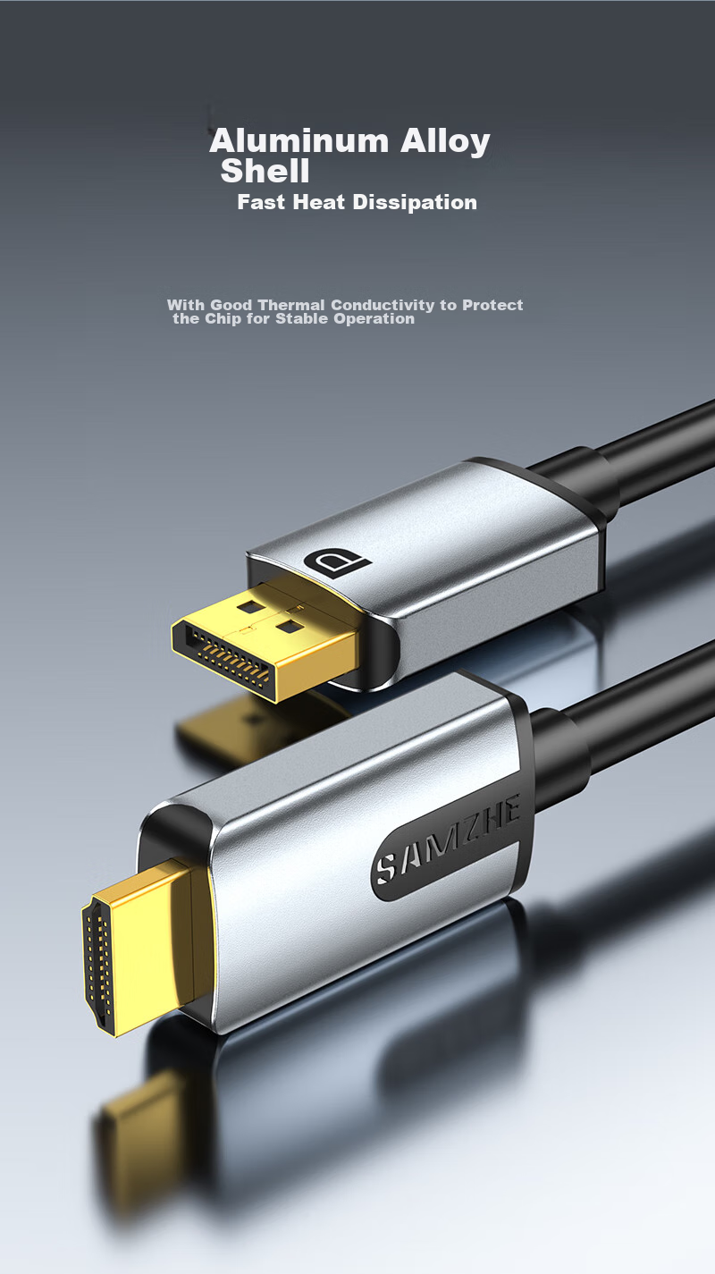 Кабель-адаптер SAMZHE DP to HDMI, версия 1.2, 4K HD, 1 метр, LDH10