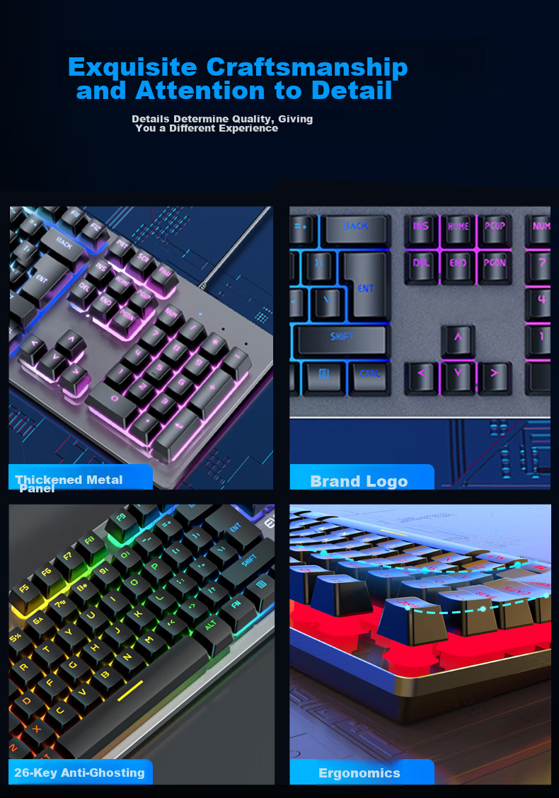 Механическая клавиатура EWEADN GX300 с подсветкой и игровой мышью, проводной набор для геймеров и офиса