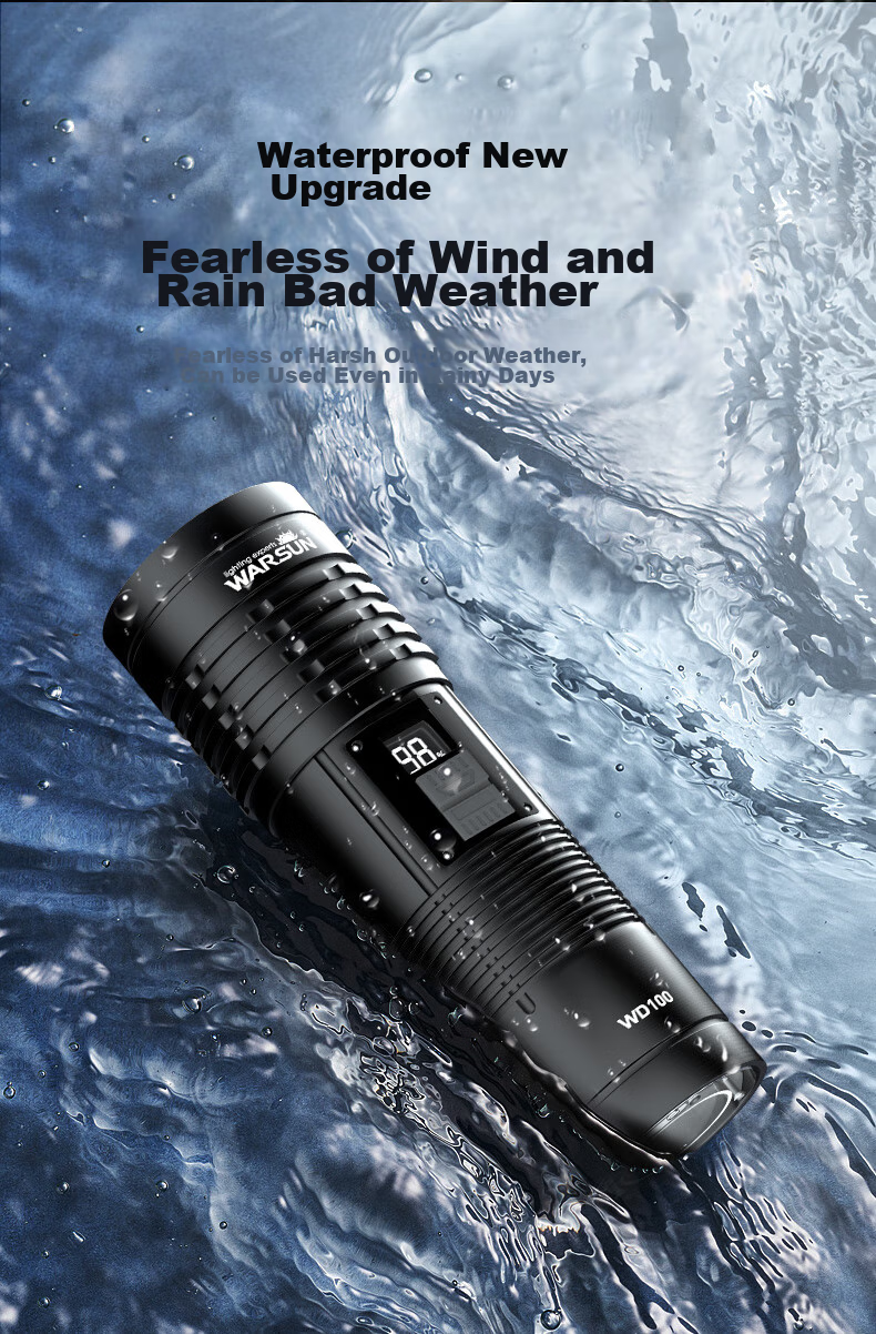 Фонарь WAR SUN WD High-Intensity Flashlight, ультраяркий дальний лазерный луч, перезаряжаемый поисковый фонарь с функцией зума, аварийное использование на открытом воздухе и дома