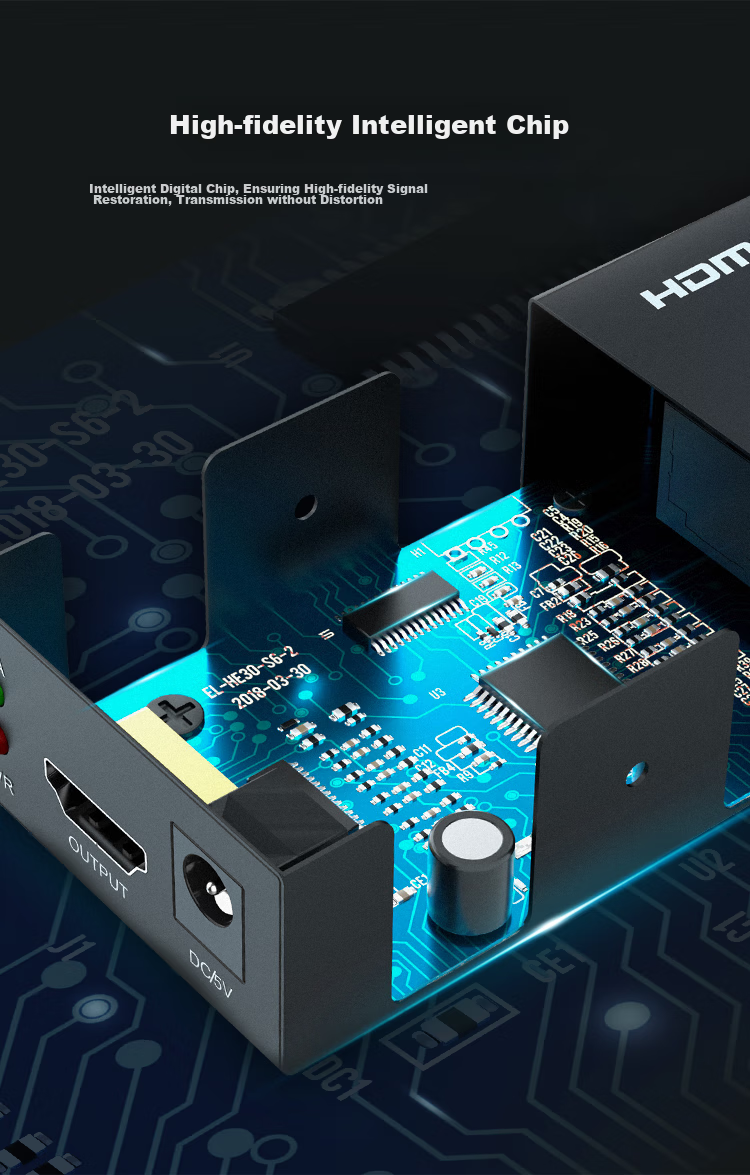 CHOSEAL QVC01 HDMI Extender 60 метров, конвертер HDMI в RJ45, усилитель сетевого сигнала высокой четкости, комплект передатчика и приемника, черный